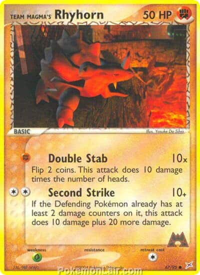 2004 Pokemon Trading Card Game EX Team Magma VS Team Aqua Price List 67 Team Magmas Rhyhorn