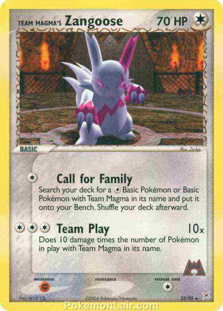 2004 Pokemon Trading Card Game EX Team Magma VS Team Aqua Set 23 Team Magmas Zangoose