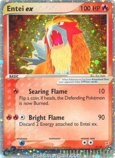 2004 Pokemon Trading Card Game EX Team Magma VS Team Aqua Set 91 Entei EX