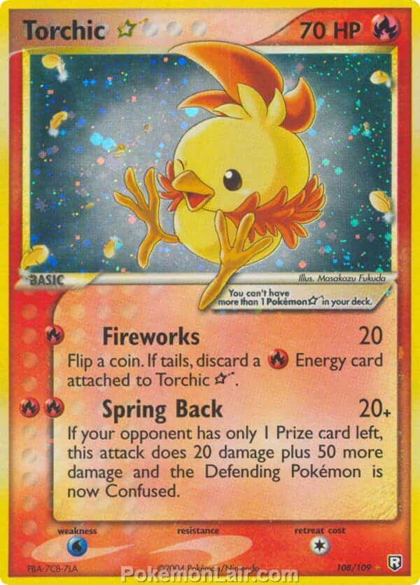 2004 Pokemon Trading Card Game EX Team Rocket Returns Price List 108 Torchic Star