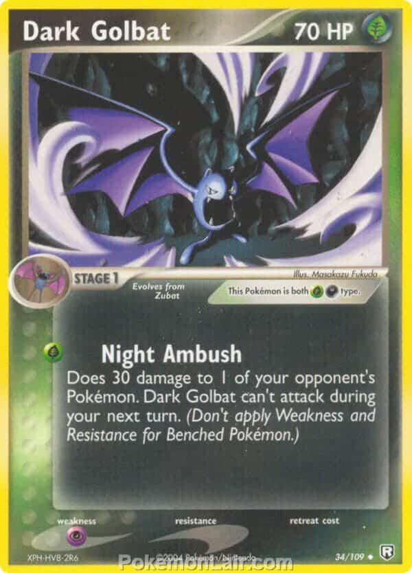 2004 Pokemon Trading Card Game EX Team Rocket Returns Price List 34 Dark Golbat