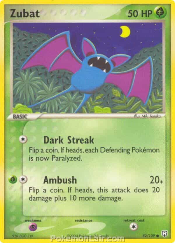 2004 Pokemon Trading Card Game EX Team Rocket Returns Price List 82 Zubat