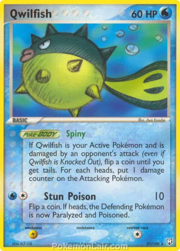 2004 Pokemon Trading Card Game EX Team Rocket Returns Set 27 Qwilfish