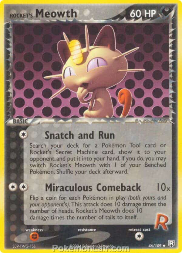 2004 Pokemon Trading Card Game EX Team Rocket Returns Set 46 Rockets Meowth