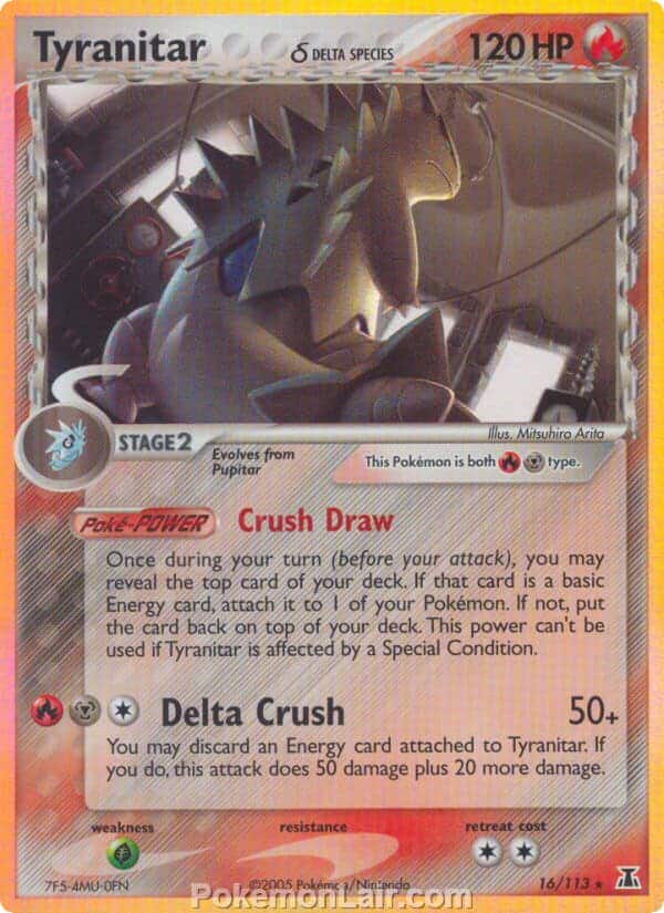 2005 Pokemon Trading Card Game EX Delta Species Price List 16 Tyranitar Delta Species