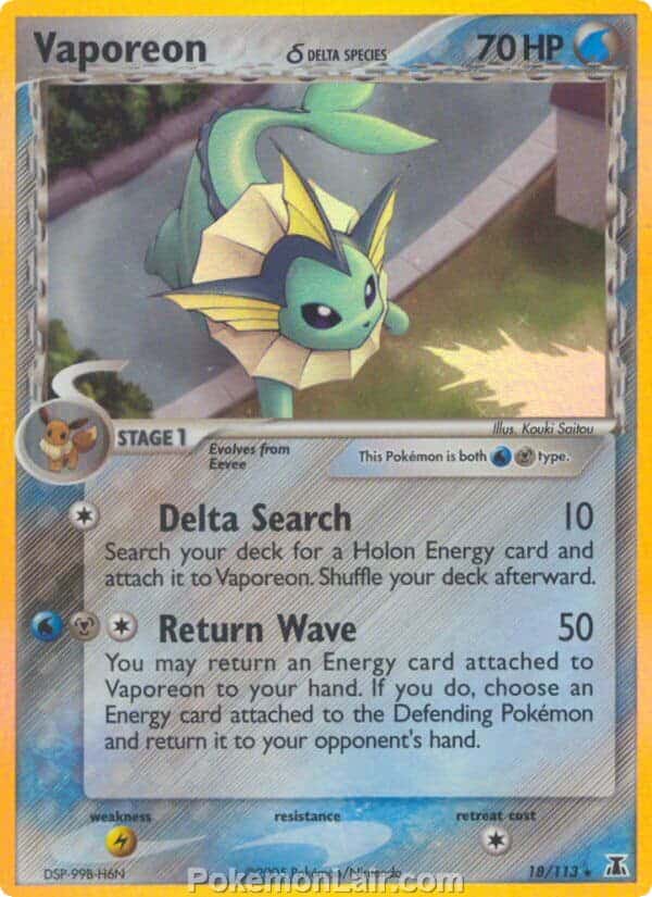 2005 Pokemon Trading Card Game EX Delta Species Price List 18 Vaporeon Delta Species
