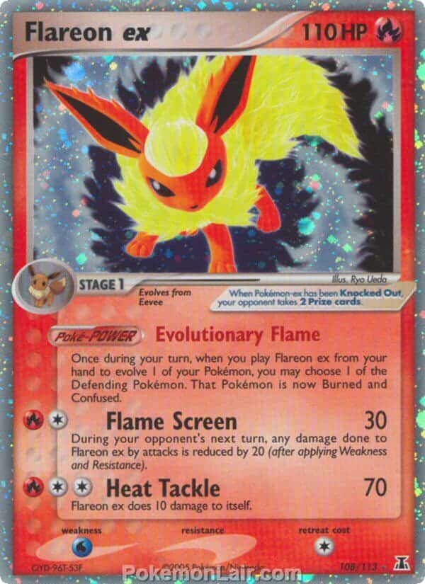2005 Pokemon Trading Card Game EX Delta Species Set 108 Flareon EX