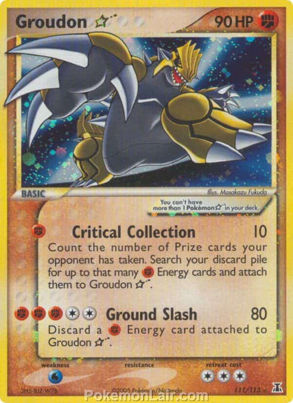 2005 Pokemon Trading Card Game EX Delta Species Set 111 Groudon Star