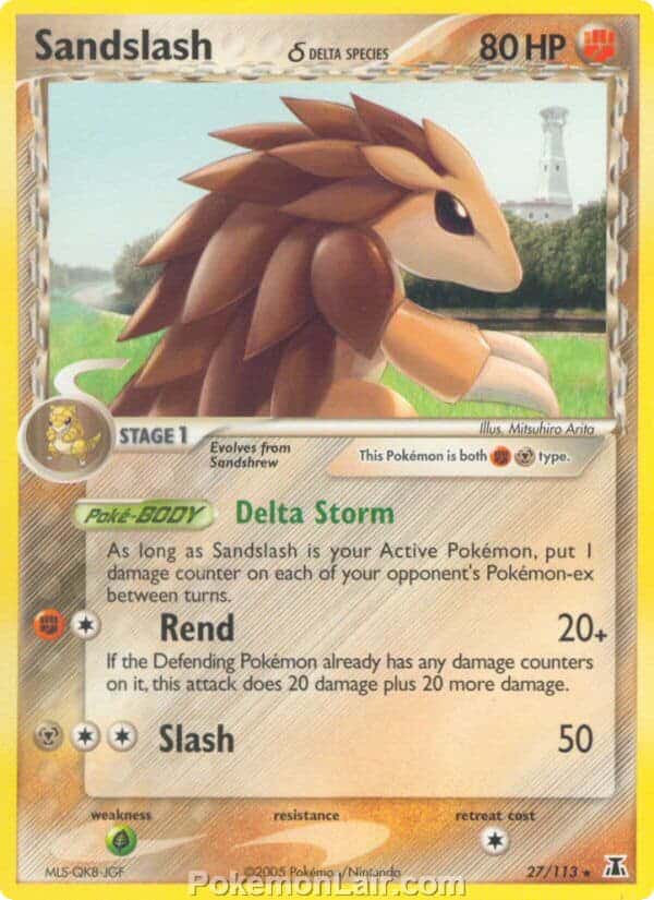 2005 Pokemon Trading Card Game EX Delta Species Set 27 Sandslash Delta Species