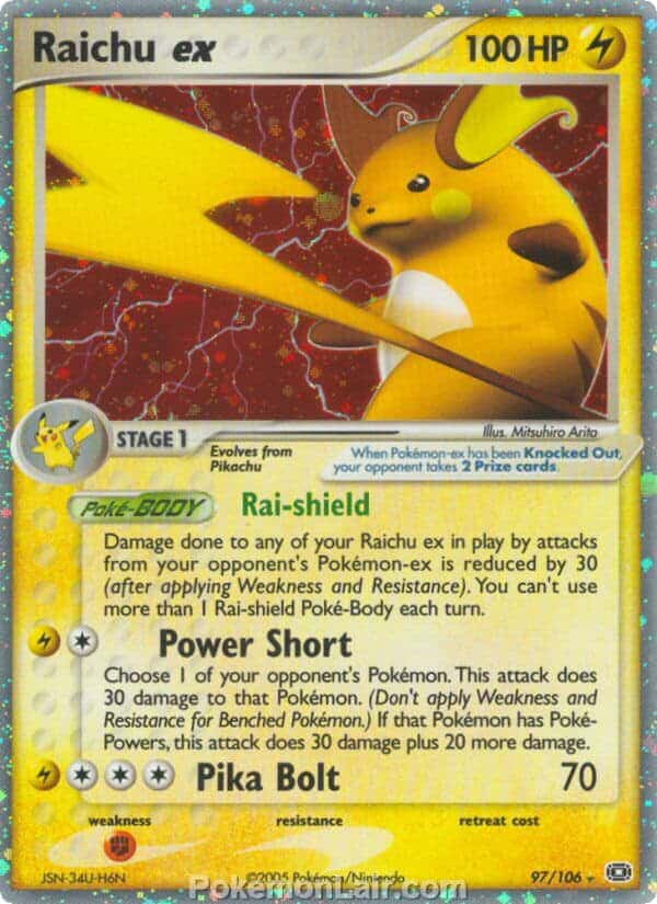 2005 Pokemon Trading Card Game EX Emerald Price List 97 Raichu EX