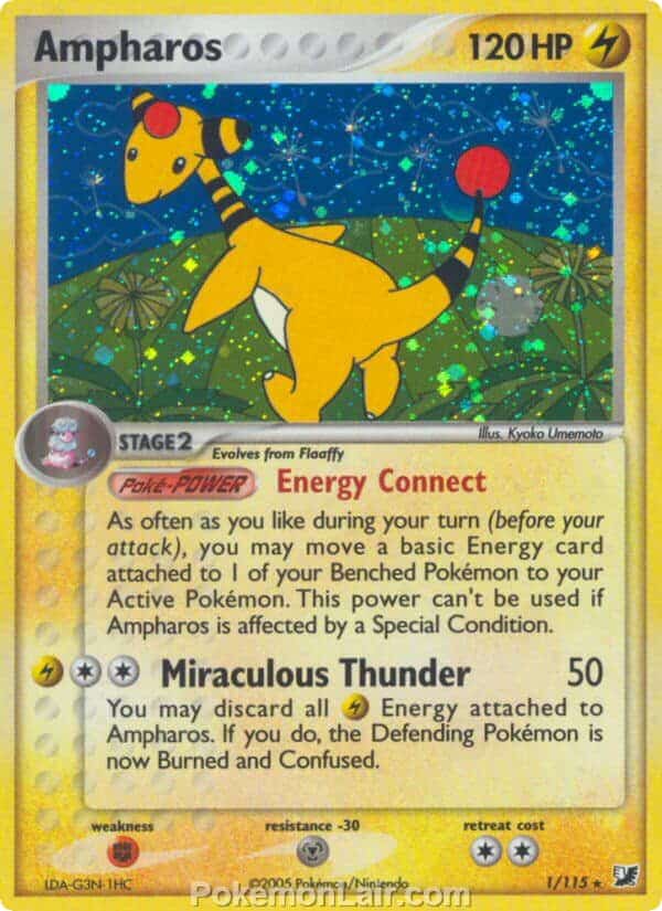 2005 Pokemon Trading Card Game EX Unseen Forces Price List 1 Ampharos