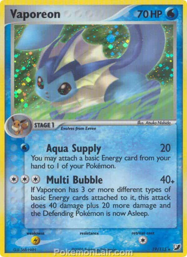 2005 Pokemon Trading Card Game EX Unseen Forces Price List 19 Vaporeon
