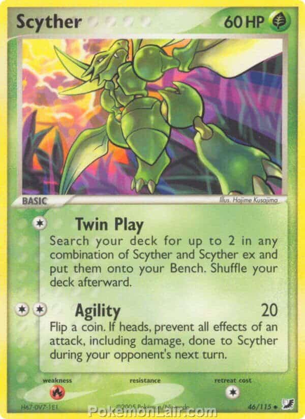 2005 Pokemon Trading Card Game EX Unseen Forces Price List 46 Scyther