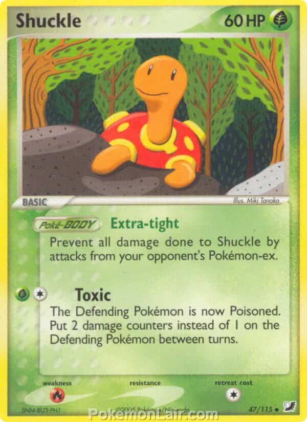 2005 Pokemon Trading Card Game EX Unseen Forces Price List 47 Shuckle