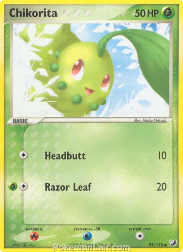 2005 Pokemon Trading Card Game EX Unseen Forces Price List 51 Chikorita