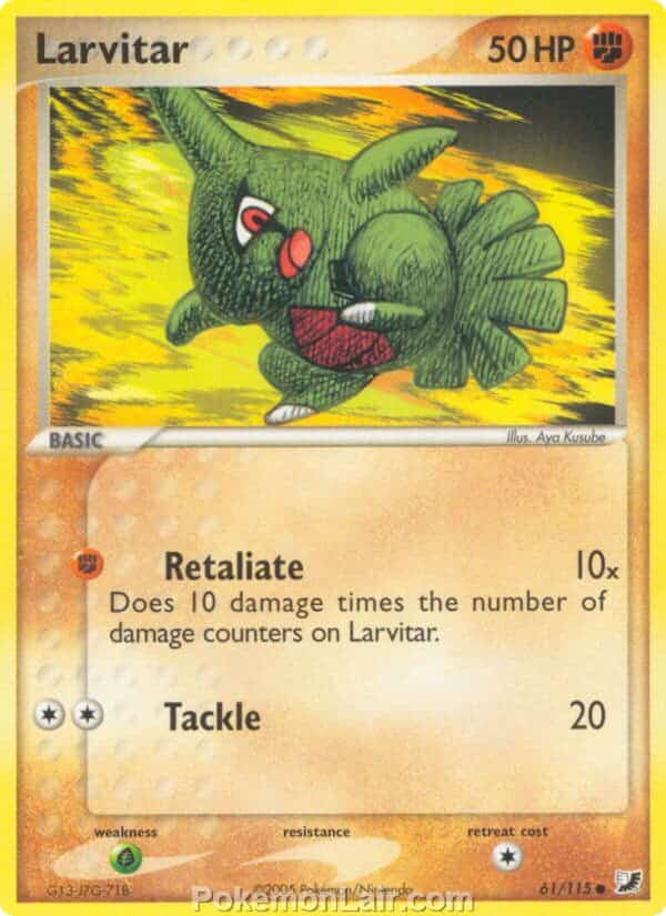 2005 Pokemon Trading Card Game EX Unseen Forces Price List 61 Larvitar