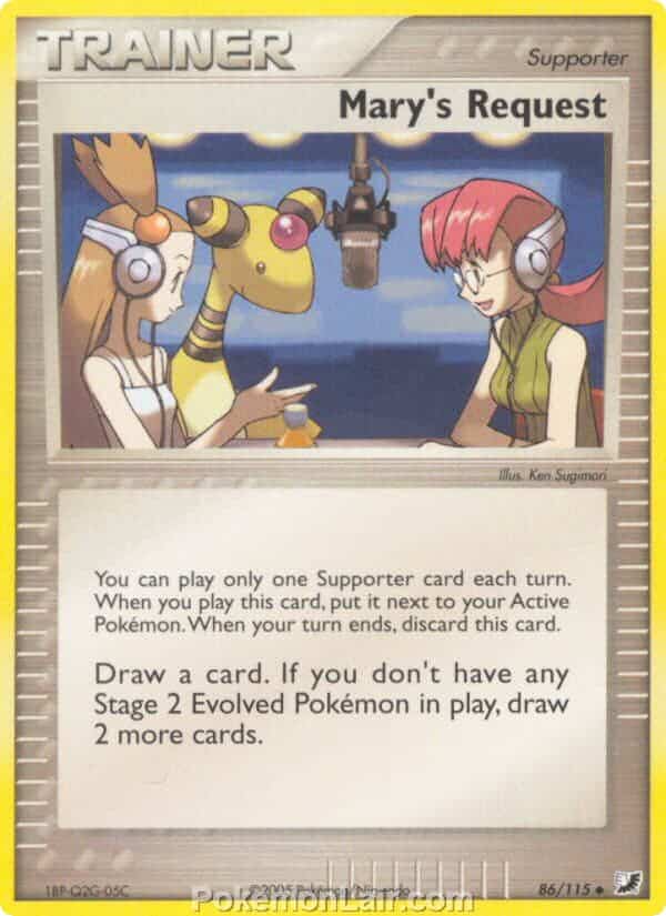 2005 Pokemon Trading Card Game EX Unseen Forces Price List 86 Marys Request