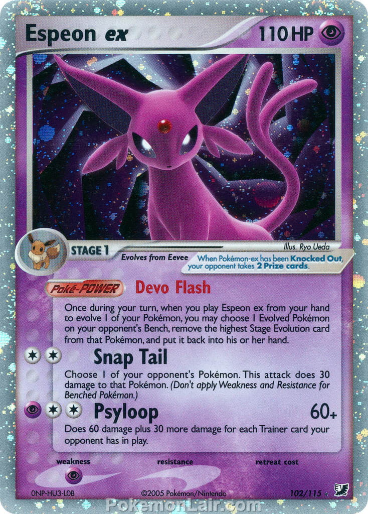 2005 Pokemon Trading Card Game EX Unseen Forces Set 102 Espeon EX