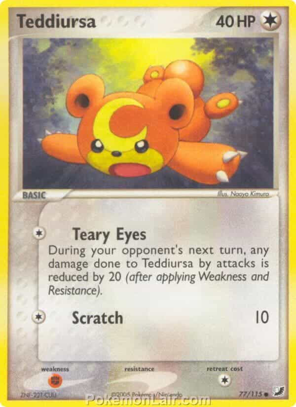 2005 Pokemon Trading Card Game EX Unseen Forces Set 77 Teddiursa