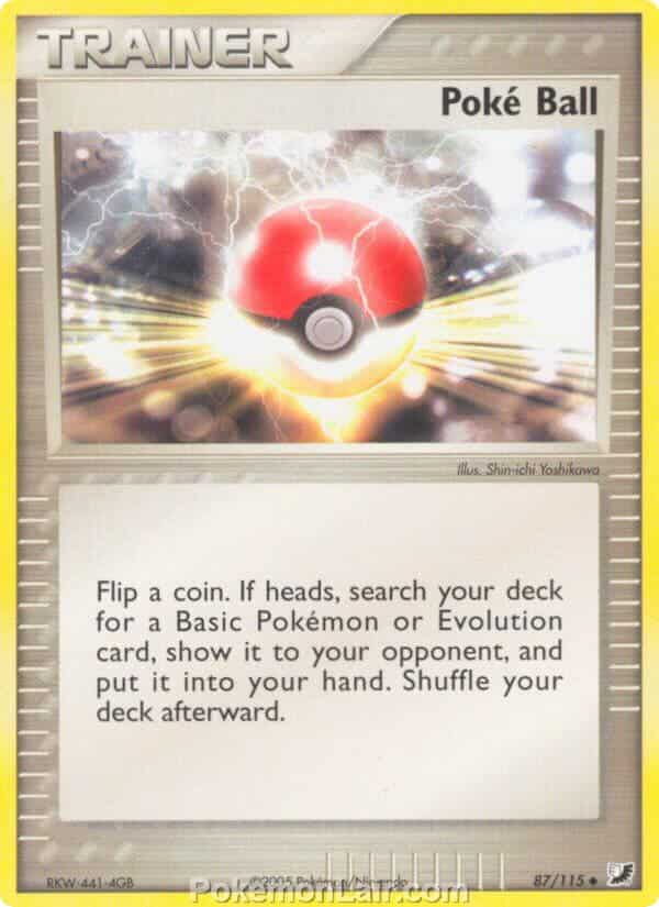 2005 Pokemon Trading Card Game EX Unseen Forces Set 87 Poke Ball