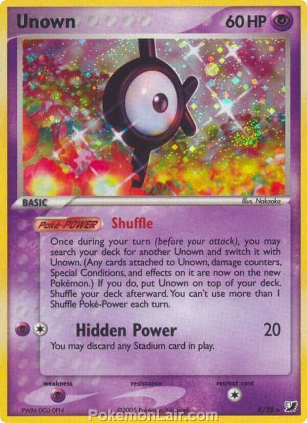 2005 Pokemon Trading Card Game EX Unseen Forces Set K Unown
