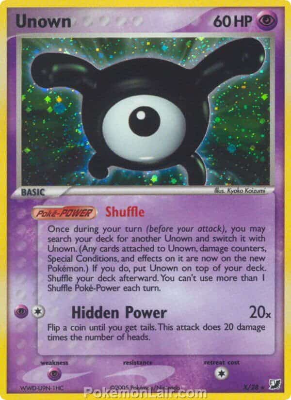 2005 Pokemon Trading Card Game EX Unseen Forces Set X Unown