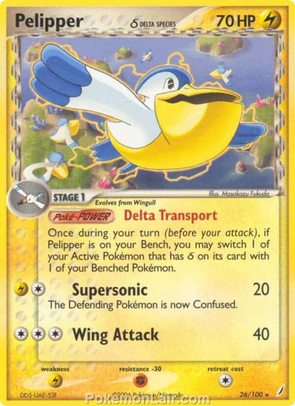 2006 Pokemon Trading Card Game EX Crystal Guardians Set 26 Pelipper Delta Species