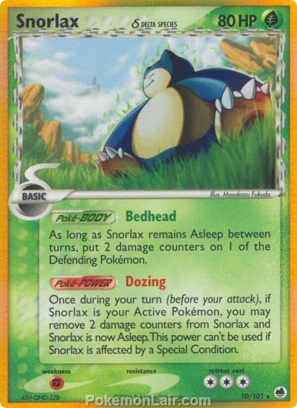 2006 Pokemon Trading Card Game EX Dragon Frontiers Price List – 10 Snorlax Delta Species