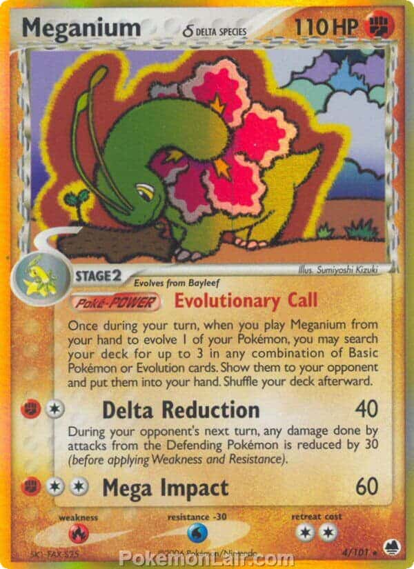 2006 Pokemon Trading Card Game EX Dragon Frontiers Price List – 4 Meganium Delta Species