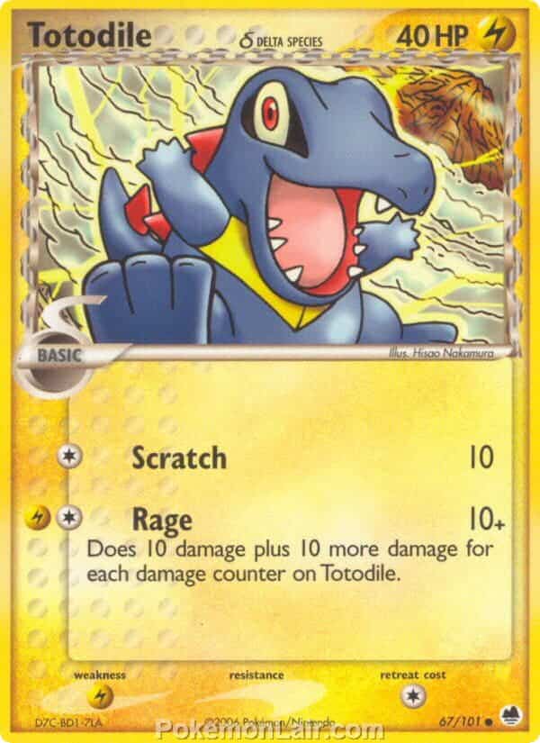 2006 Pokemon Trading Card Game EX Dragon Frontiers Price List – 67 Totodile Delta Species