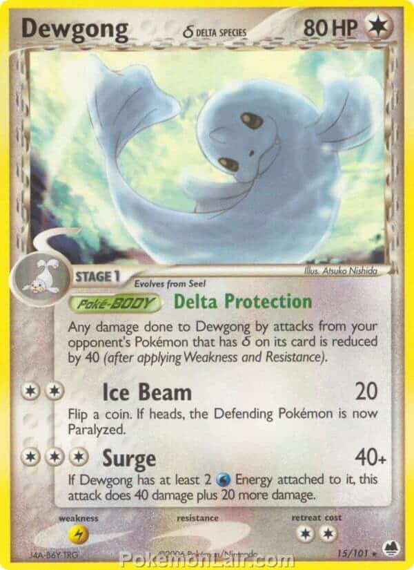 2006 Pokemon Trading Card Game EX Dragon Frontiers Set – 15 Dewgong Delta Species