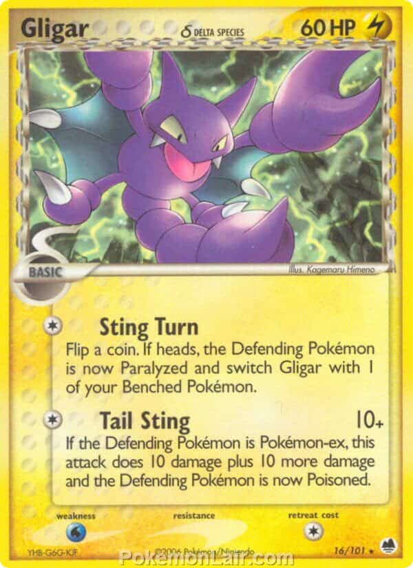 2006 Pokemon Trading Card Game EX Dragon Frontiers Set – 16 Gligar Delta Species