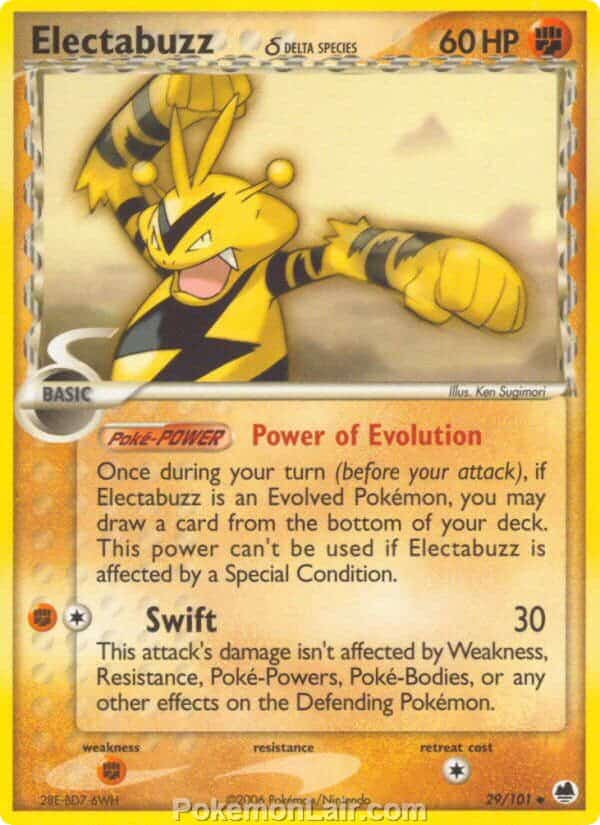 2006 Pokemon Trading Card Game EX Dragon Frontiers Set – 29 Electabuzz Delta Species