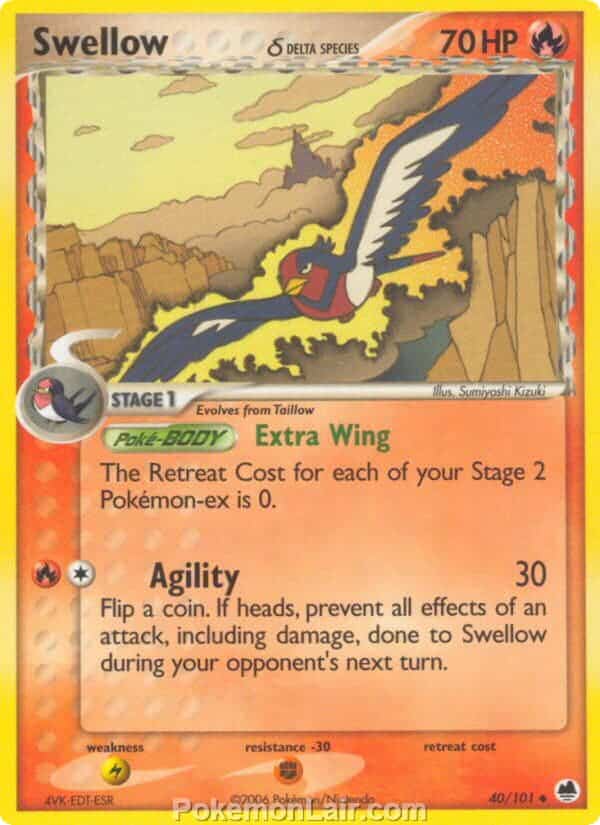 2006 Pokemon Trading Card Game EX Dragon Frontiers Set – 40 Swellow Delta Species