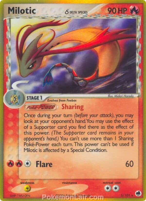 2006 Pokemon Trading Card Game EX Dragon Frontiers Set – 5 Milotic Delta Species