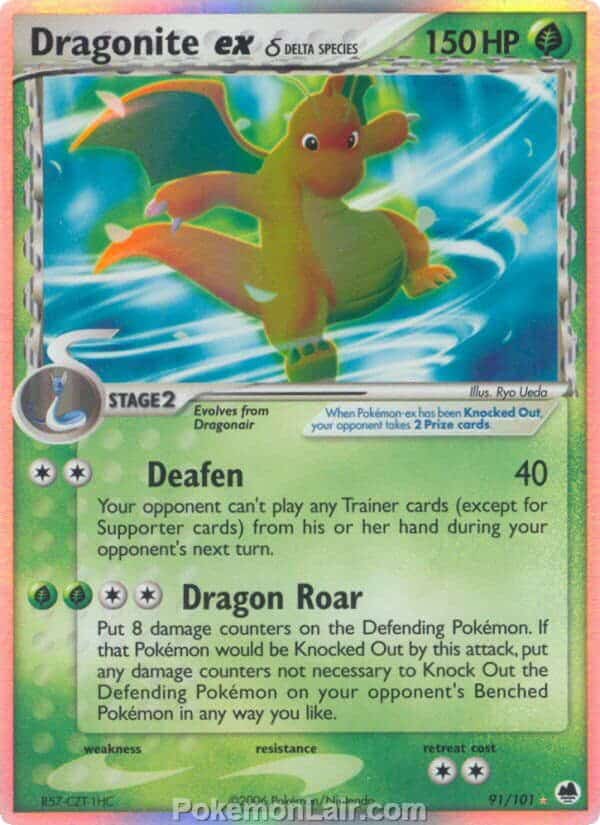 2006 Pokemon Trading Card Game EX Dragon Frontiers Set – 91 Dragonite EX Delta Species