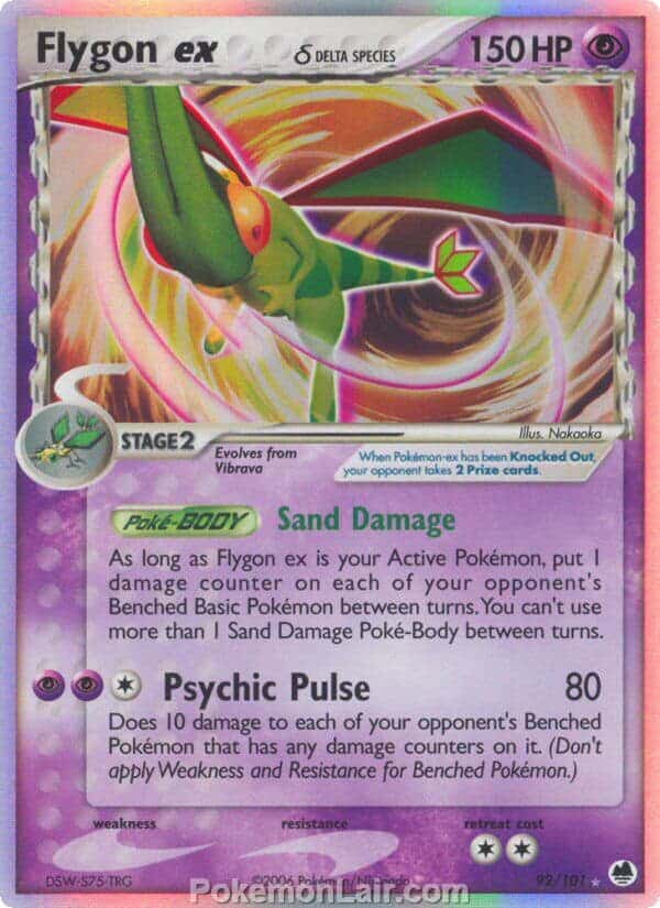 2006 Pokemon Trading Card Game EX Dragon Frontiers Set – 92 Flygon EX Delta Species