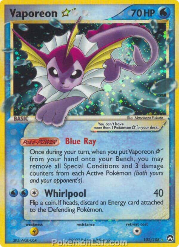 2007 Pokemon Trading Card Game EX Power Keepers Price List – 102 Vaporeon Star