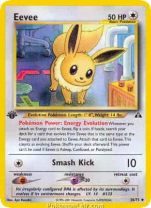 2001 Pokemon Trading Card Game NEO Discovery Price List 38 Eevee