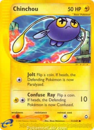 2003 Pokemon Trading Card Game Aquapolis Price List 71 Chinchou
