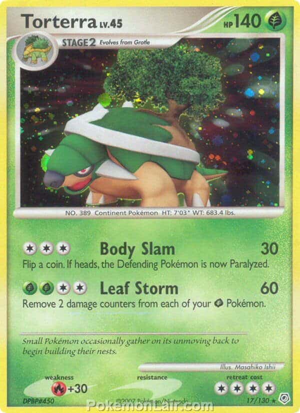 2007 Pokemon Trading Card Game Diamond and Pearl Base Price List – 17 Torterra