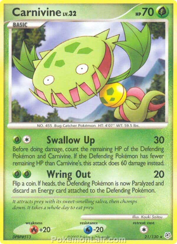 2007 Pokemon Trading Card Game Diamond and Pearl Base Price List – 21 Carnivine