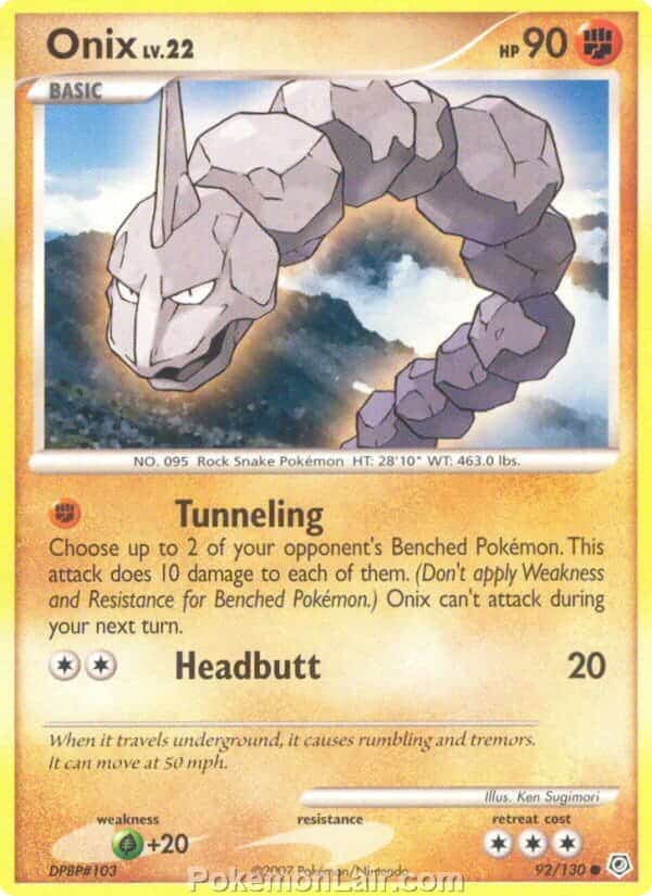 2007 Pokemon Trading Card Game Diamond and Pearl Base Price List – 92 Onix