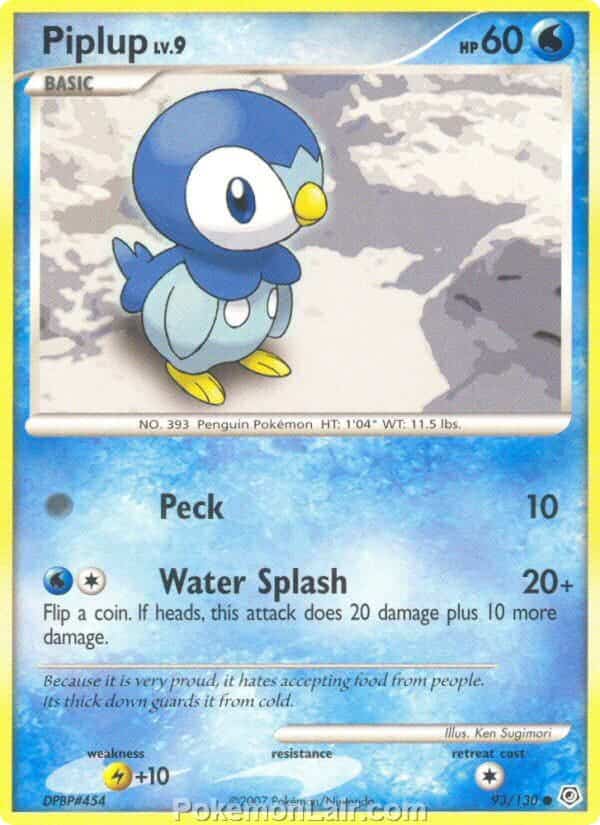 2007 Pokemon Trading Card Game Diamond and Pearl Base Price List – 93 Piplup