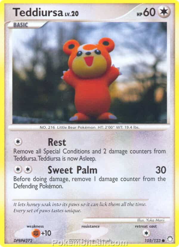 2007 Pokemon Trading Card Game Diamond and Pearl Mysterious Treasures Price List – 105 Teddiursa