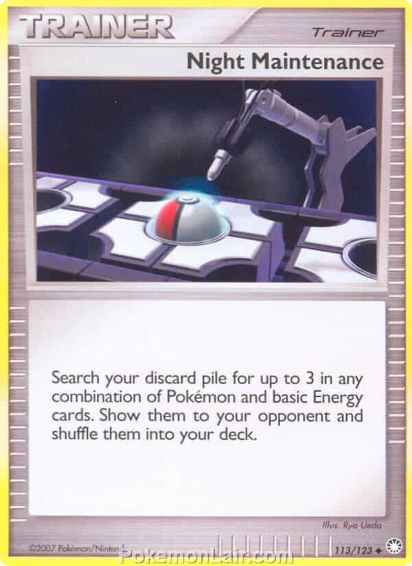 2007 Pokemon Trading Card Game Diamond and Pearl Mysterious Treasures Price List – 113 Night Maintenance