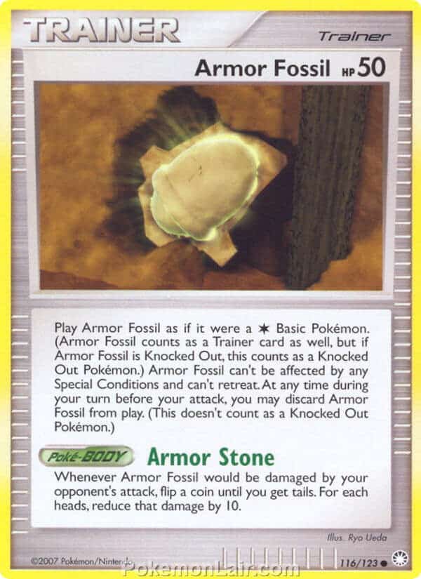 2007 Pokemon Trading Card Game Diamond and Pearl Mysterious Treasures Price List – 116 Armor Fossil
