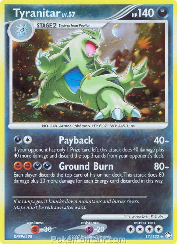 2007 Pokemon Trading Card Game Diamond and Pearl Mysterious Treasures Price List – 17 Tyranitar