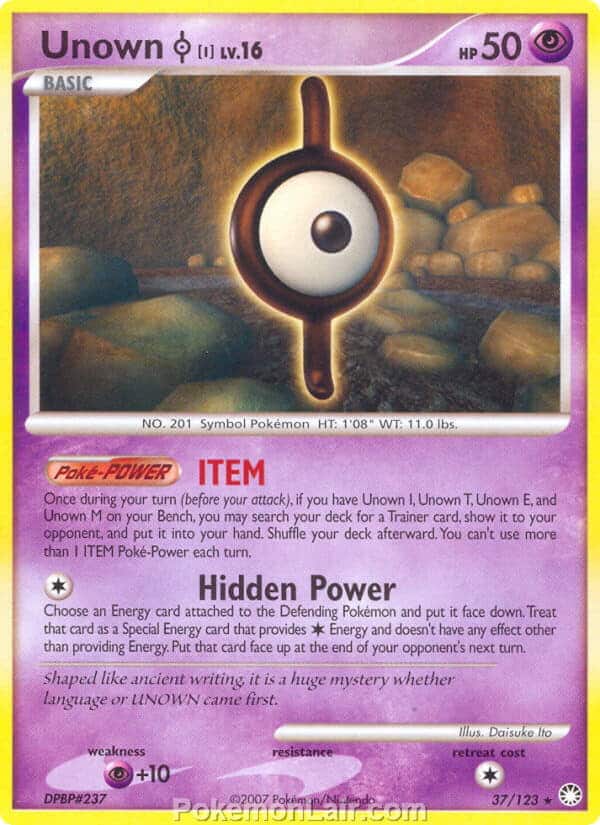 2007 Pokemon Trading Card Game Diamond and Pearl Mysterious Treasures Price List – 37 Unown I