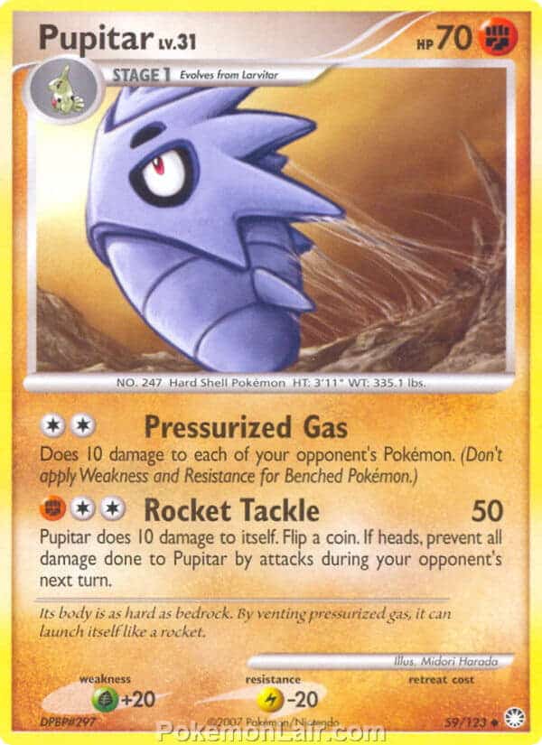 2007 Pokemon Trading Card Game Diamond and Pearl Mysterious Treasures Price List – 59 Pupitar
